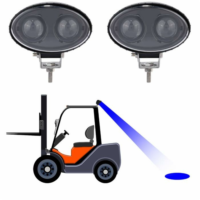 Luce di sicurezza ovale LED blu 10-110V 10W 500LM per carrelli elevatori - Ama