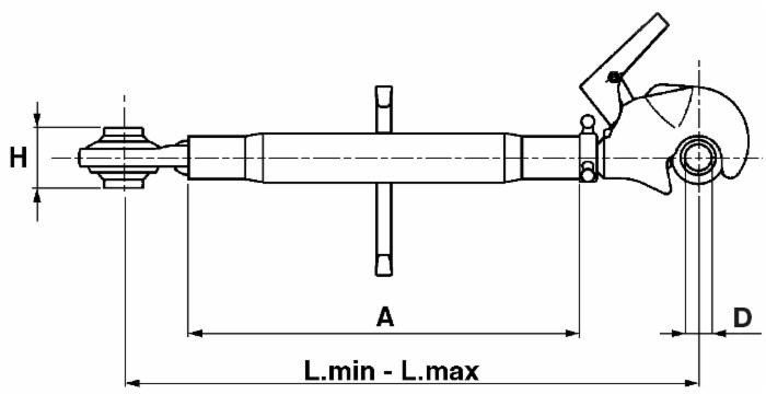 Terzo punto cat. II con gancio e tirante tubo con lunghezza 420 mm - Ama