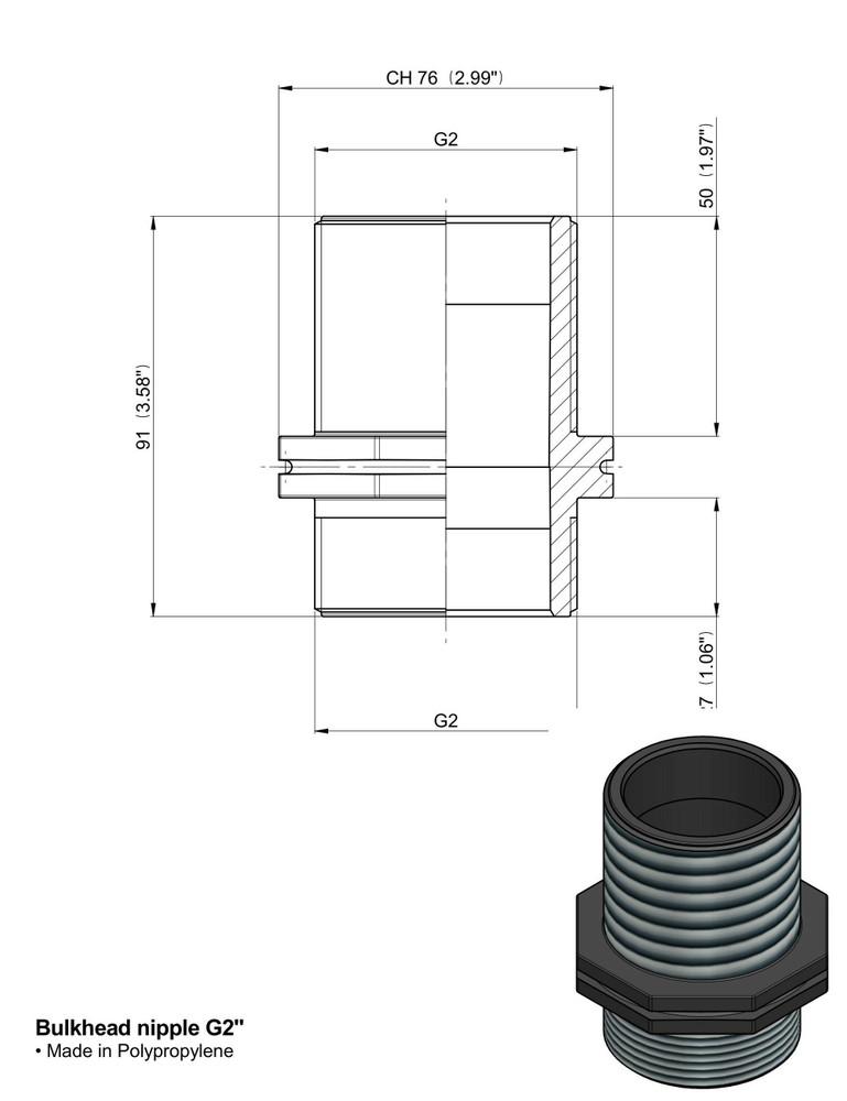 NIPPLO 2" FILETTO LUNGO ARAG 2502071 - Arag