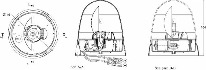 Lampeggiante 12V  base piana - Ama