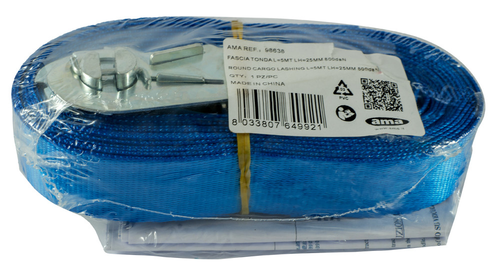 Fascia ad anello in poliestere con cricchetto 5 m 25 mm 800 dan - Ama