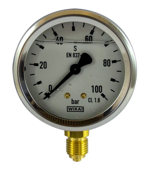MANOMETRO IN INOX Ø 63MM, SCALA 0/100 BAR , ATTACCO RADIALE G 1/4" - Wika