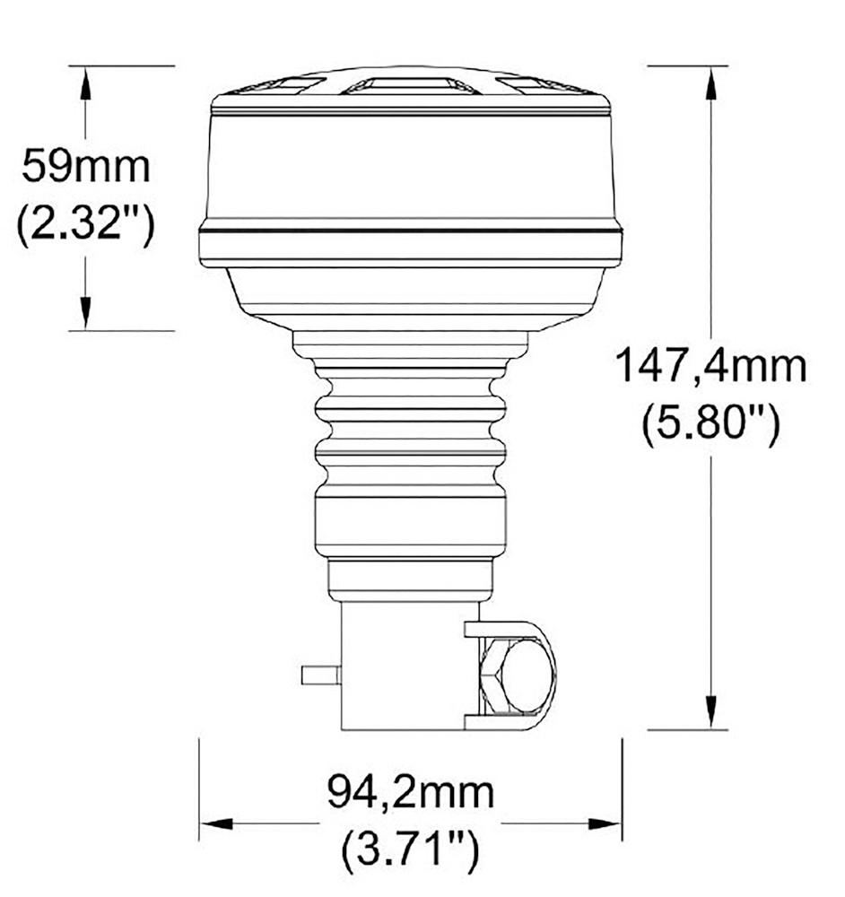 Lampeggiante a LED 12-24V, base ad asta flessibile, 18 LED, IP67 - Ama