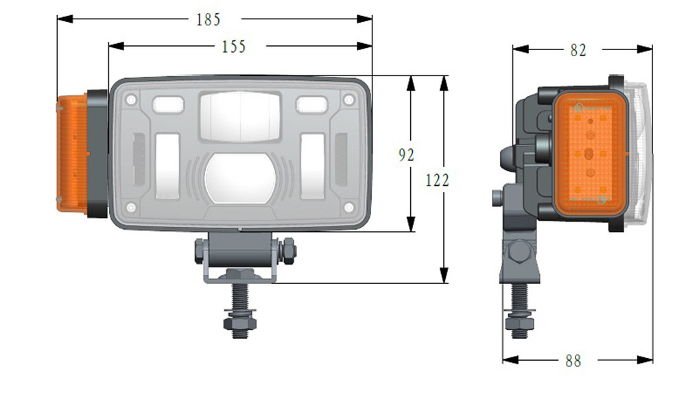 Proiettore a LED 10-30 V con freccia movibile e 4 posizioni di montaggio - Ama