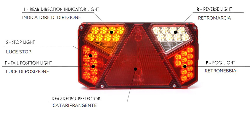 Fanale posteriore LED, lato dx, 12-24V, 242x58,2x134 mm - No brand
