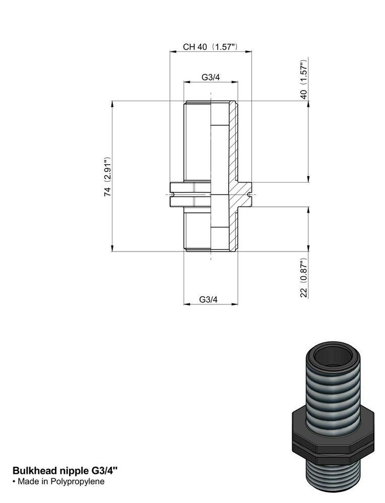 NIPPLO 3/4" FILETTO LUNGO - Arag