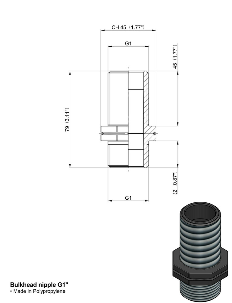 NIPPLO 1" FILETTO LUNGO - Arag
