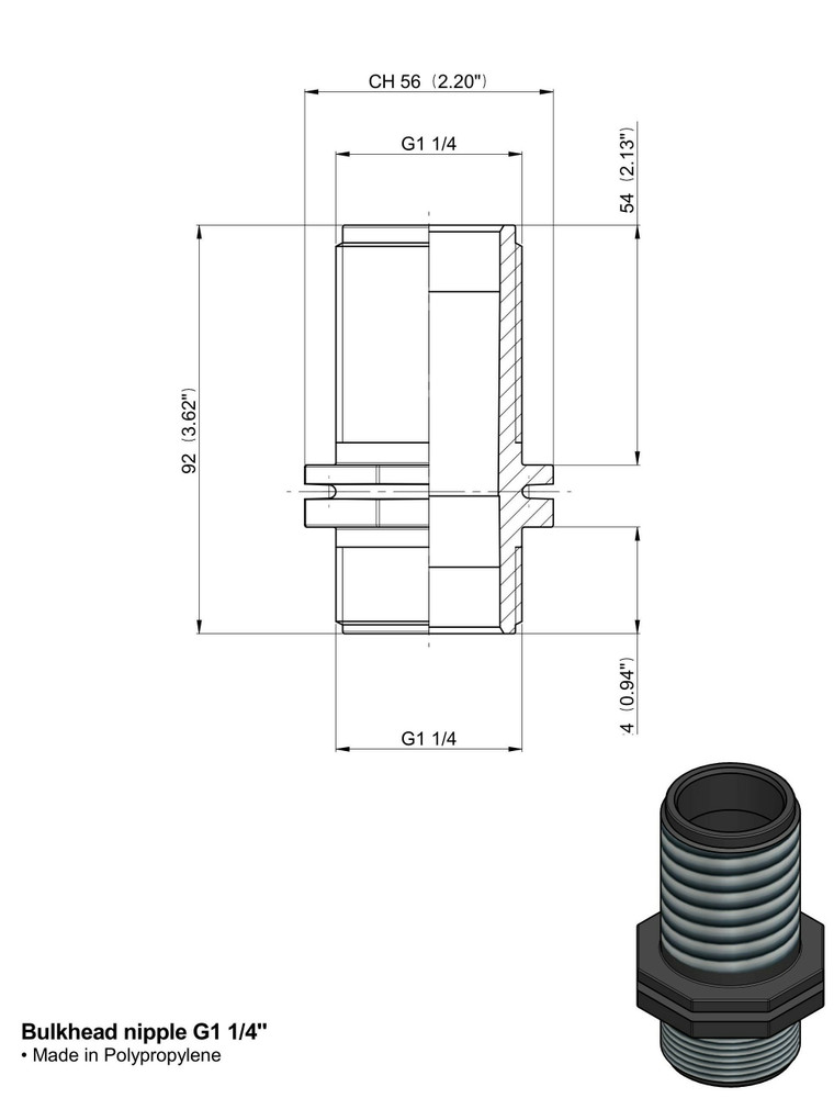 NIPPLO 1"1/4 FILETTO LUNGO - Arag