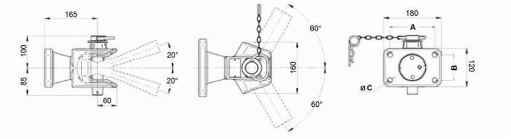 Gancio omologato,ø perno 31mm,interasse 140x80 - Ama