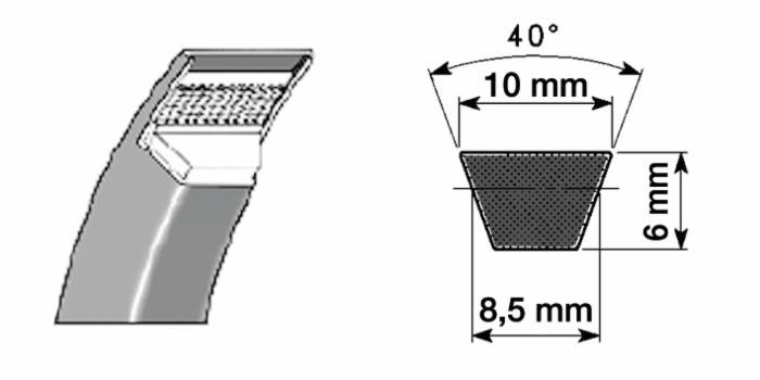 Cinghia trapezoidale in gomma telata tipo Z24mm 610 - Ama