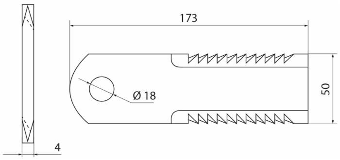 Coltello triciapaglia lunghezza 173mm larghezza 50mm - Ama