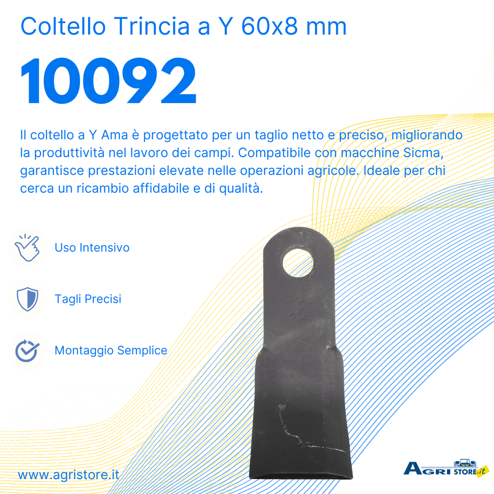 Coltello per trincia a Y altezza 203mm lunghezza 60mm - Ama