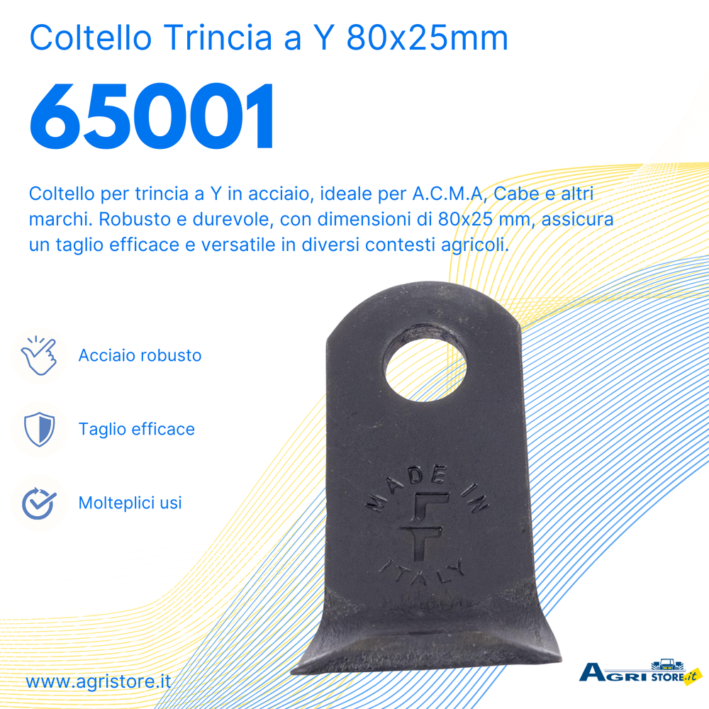 Coltello per trincia a Y altezza 80mm lunghezza 25mm - Ama