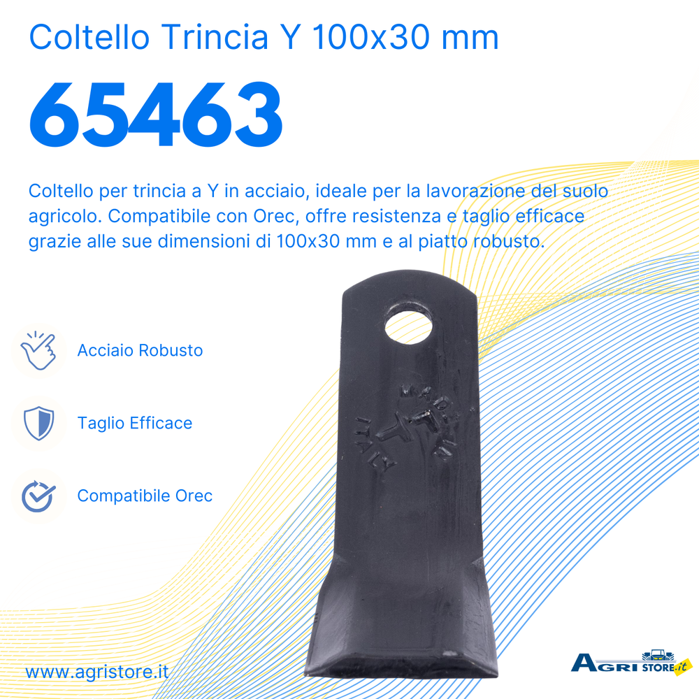 Coltello per trincia a Y altezza 30mm lunghezza 100mm adattabile Orec - Ama