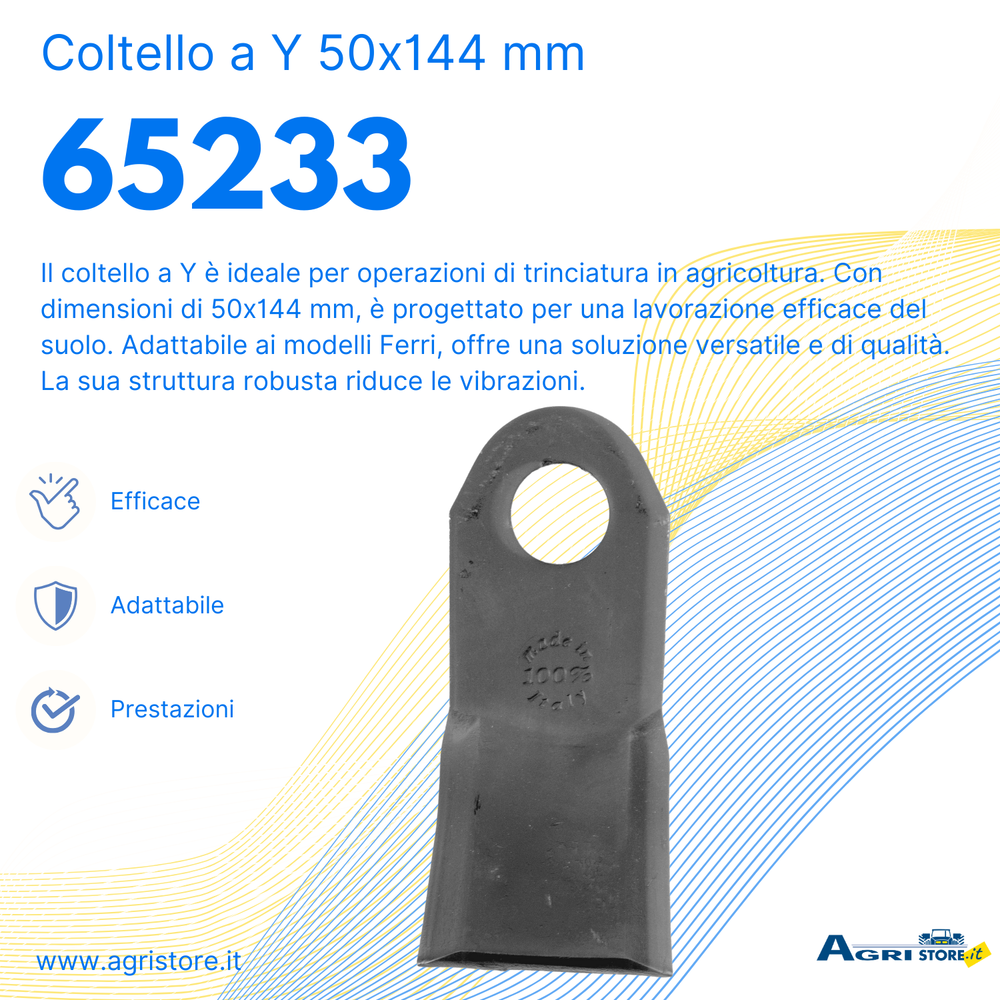 Coltello a Y altezza 50mm lunghezza 144mm adattabile Ferri - Ama