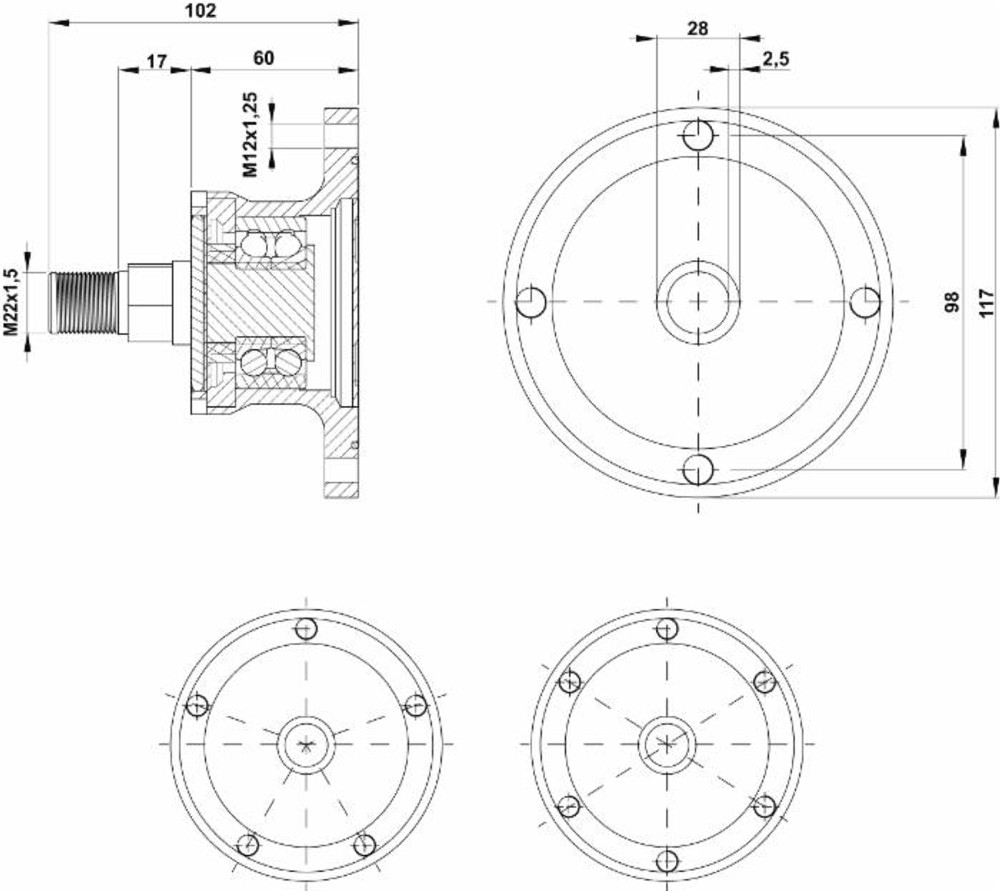 Mozzo frangizolle Skf 5 fori Ø 28mm - Skf