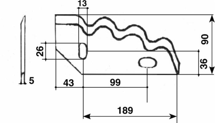 Coltello destro per carromiscelatore 189x90x5mm adattabile a Agm, Comag, Pagliari, Unifast, Gazioli - Ama