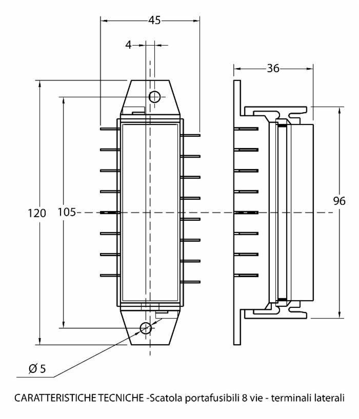 Scatola per portafusibili bilama a 8 vie - Ama