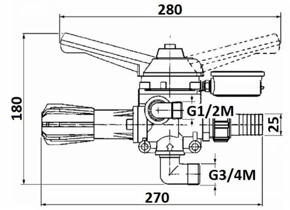 Comando con regolatore in alluminio M170 - portata 150 l/min - Braglia