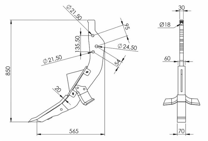 Ancora completa per ripuntatore profondità lavoro 20-45cm - Ama