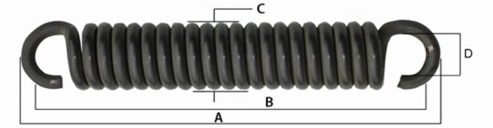 Molla tiller con gancio aperto filo da 10mm e lunghezza 345mm - Ama