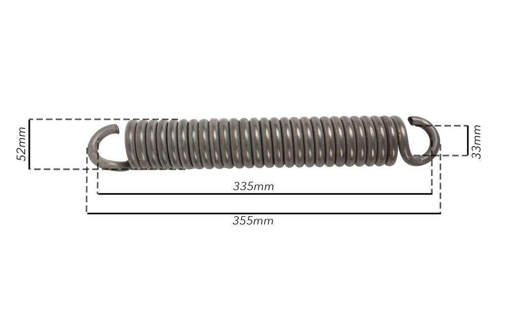 Molla tiller 355mm con gancio aperto a vite spessore 10mm - Ama