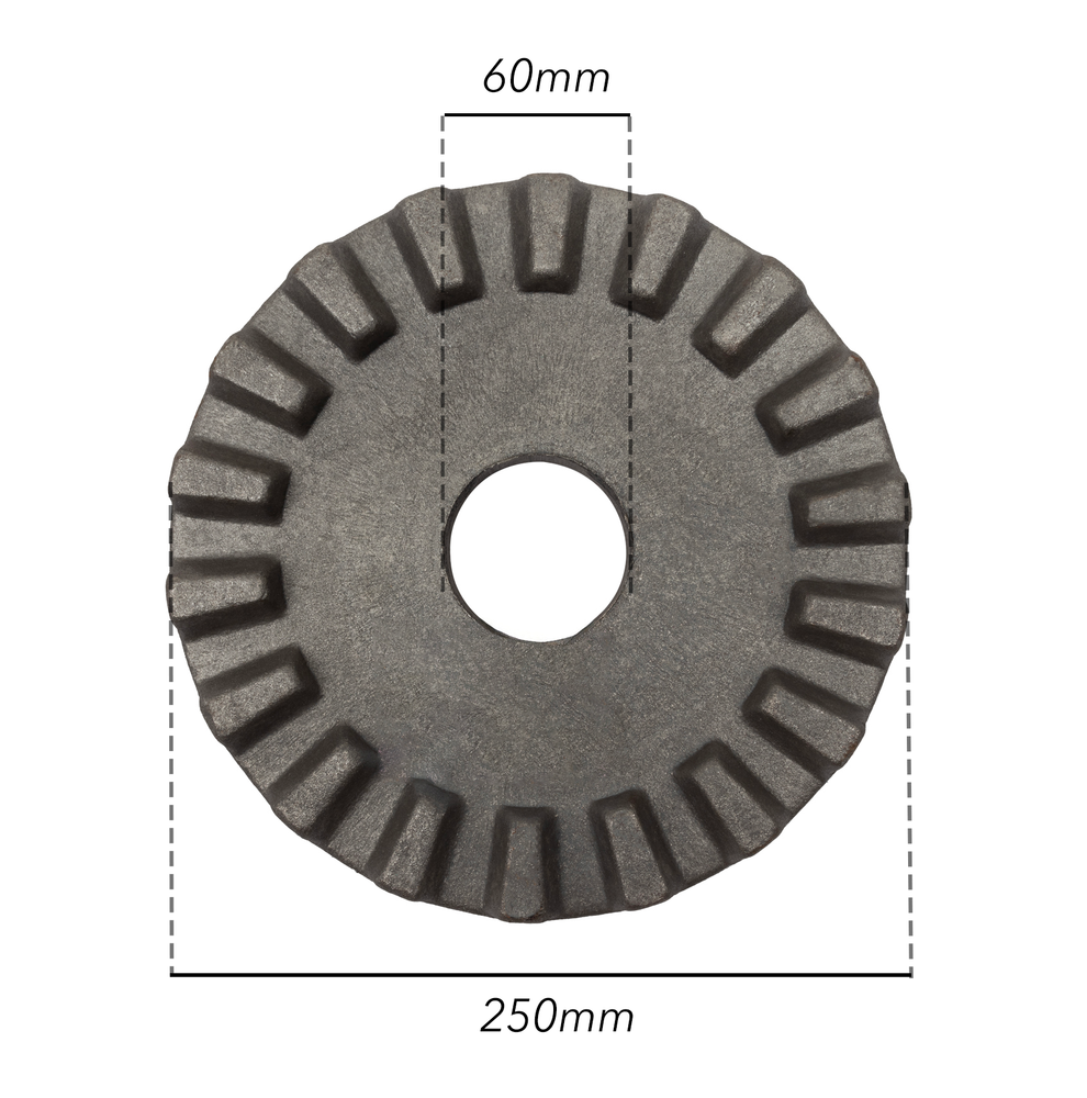 Piastra dentata per ruspa livellatrice Ø 250mm con foro centrale Ø 60mm - Ama