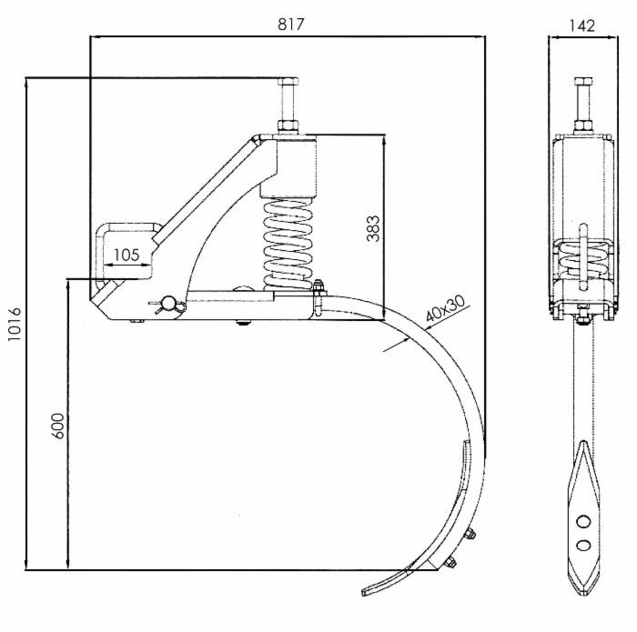 Supporto molleggiato per erpice pesante con ancora 40x30 - Ama