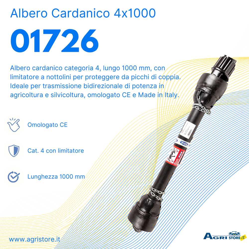 Albero cardanico con limitatore a nottolini 4x1000 - Ama Cardan