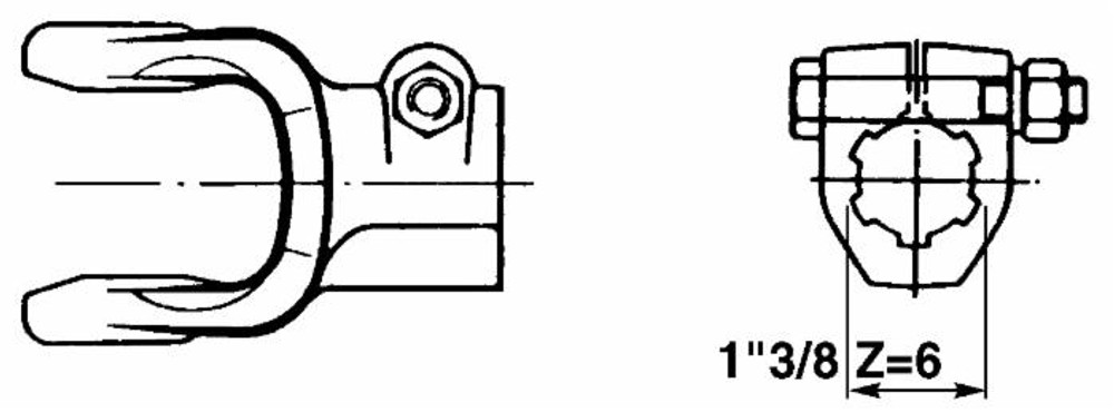 Forcella scanalata con bullone categoria 5 30,2x80mm - Ama Cardan