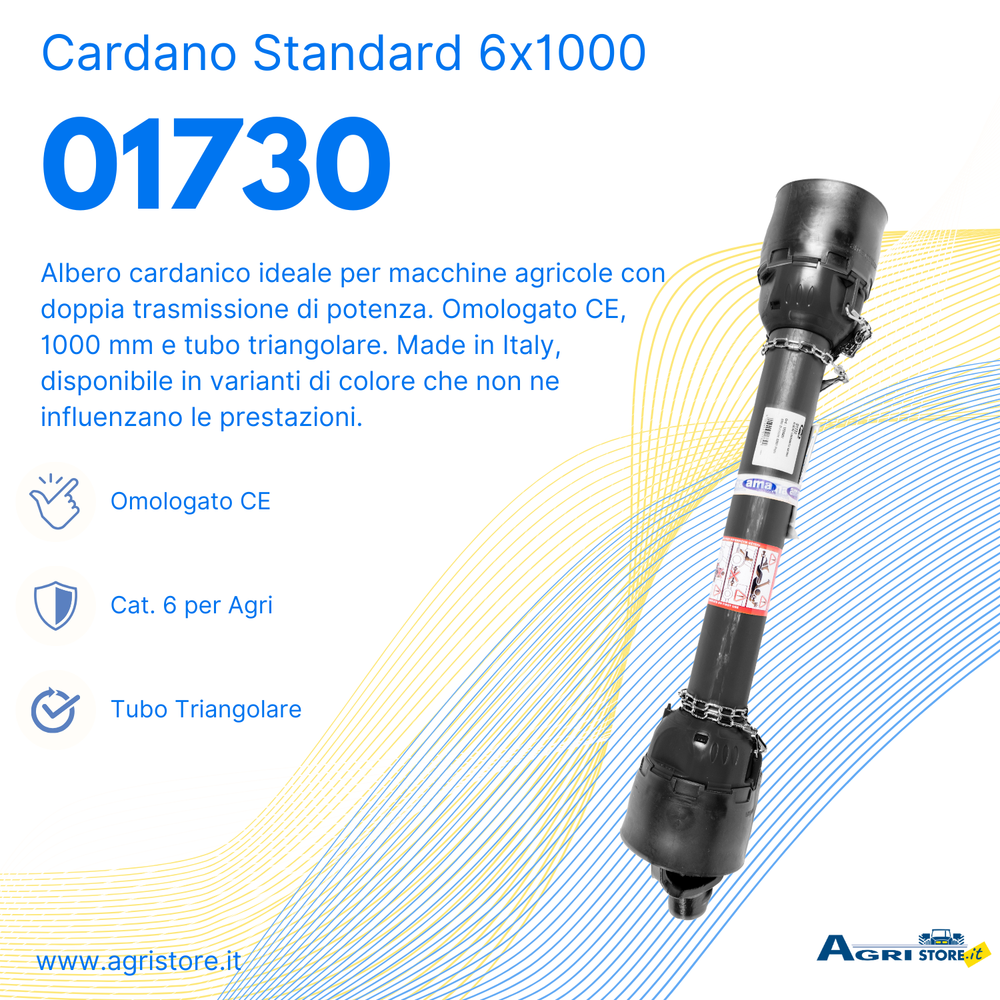 Cardano standard 6x1000 con tubo triangolare - Ama Cardan