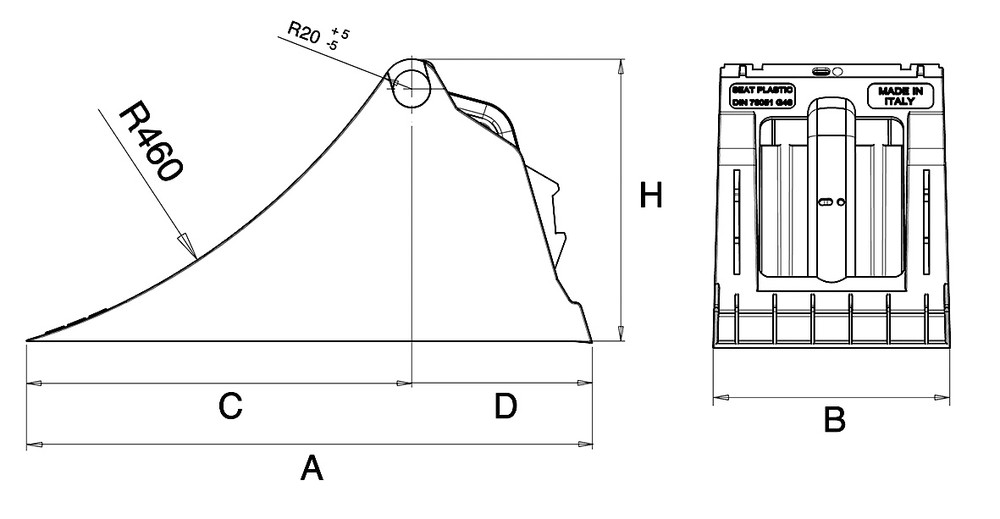 Cuneo ferma ruota grande Ø 460mm carico statico asse 10.000kg - Seat Plastic