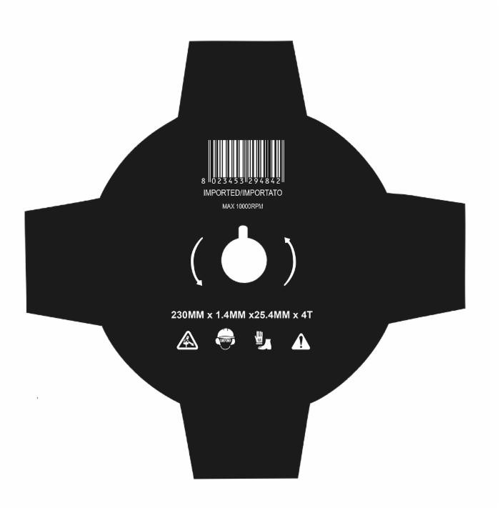 Disco per decespugliatore con 4 denti dal Ø esterno di 230mm Ø foro 25,4mm - Ama