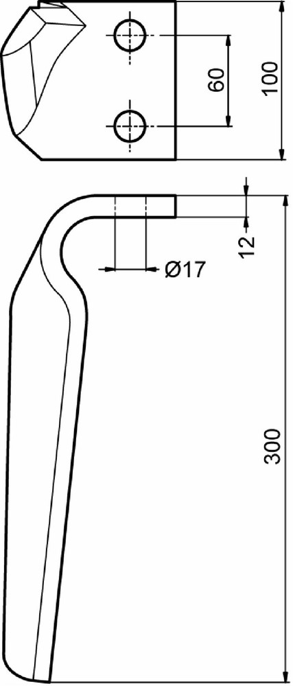 Dente dx per erpice lunghezza 300mm larghezza 100mm - Ama