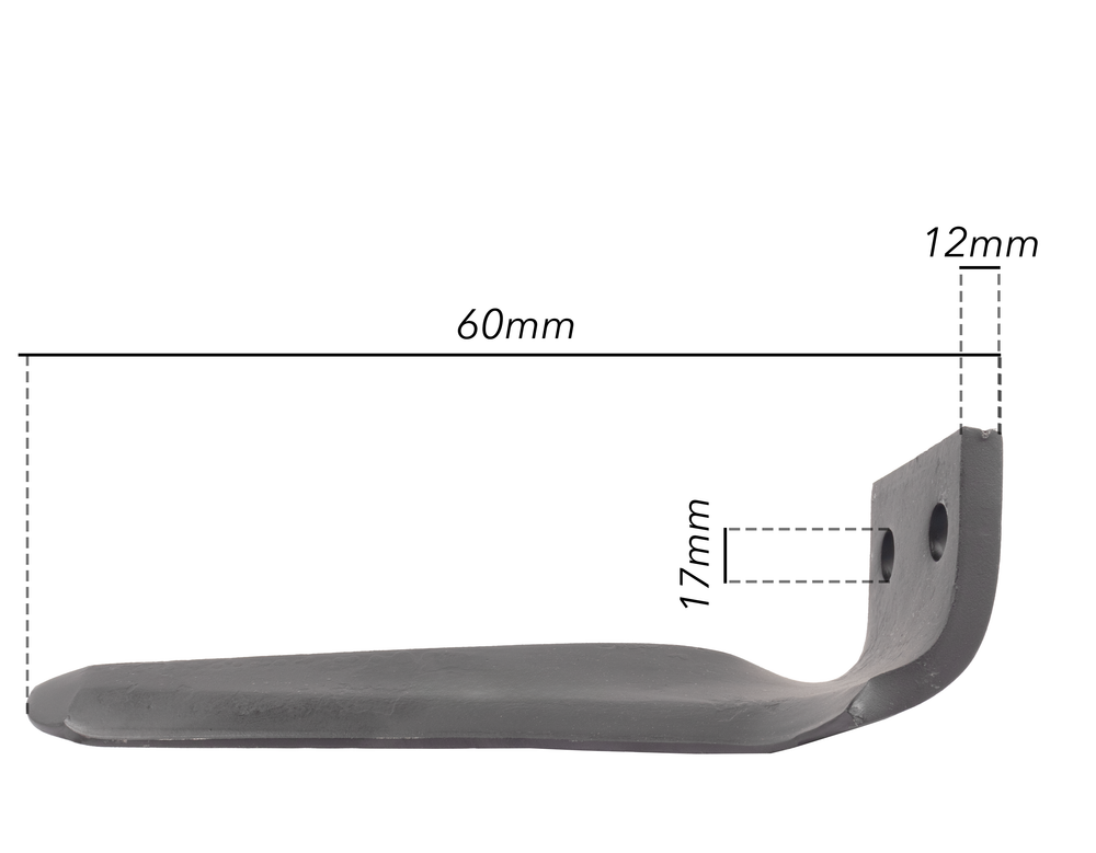 Dente dx per erpice lunghezza 280mm larghezza 90mm - Ama