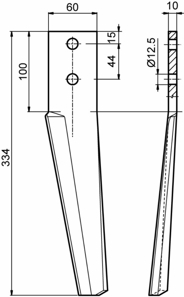 Dente per erpice sx 334x60mm adattabile Maschio - Ama