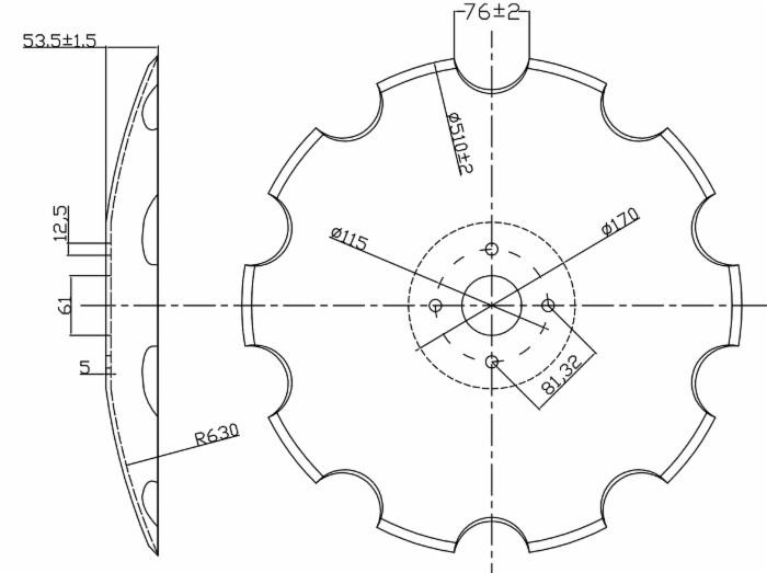 Disco frangizolle base piana Ø 560mm sp. 5mm - Ama