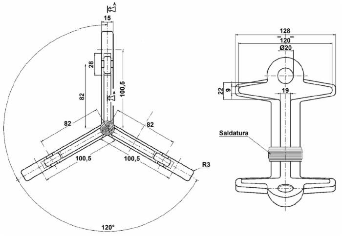 Tridente per erpice larghezza 128mm - Ama