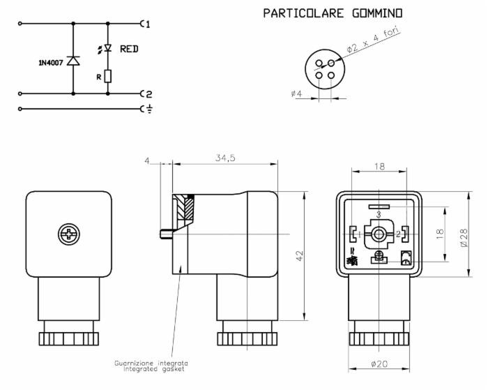 Connettore per elettrovalvole con led - Ama Refluid
