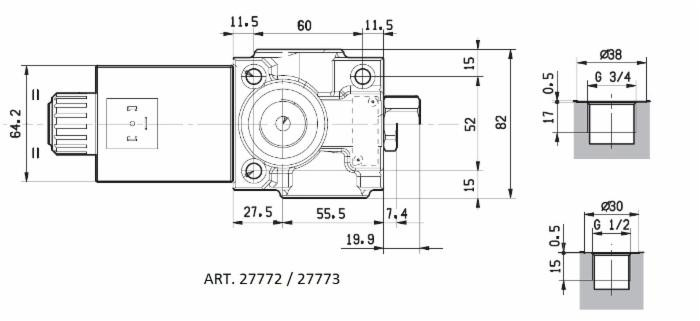 Deviatore elettrico a 3 vie da 1/2" 12VDC - Bosch Rexroth