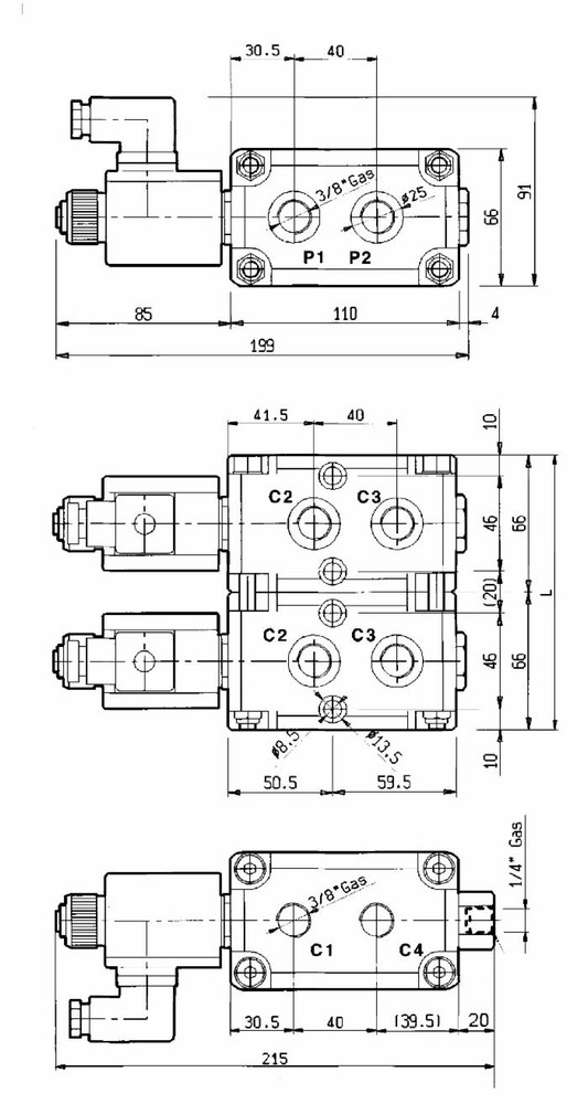 Deviatore elettrico modulare a 12 vie da 3/8" 12VDC - Bosch Rexroth