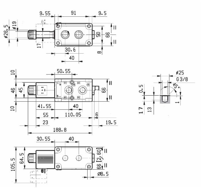 Deviatore elettrico modulare a 6 vie da 3/8" 24VDC - Bosch Rexroth