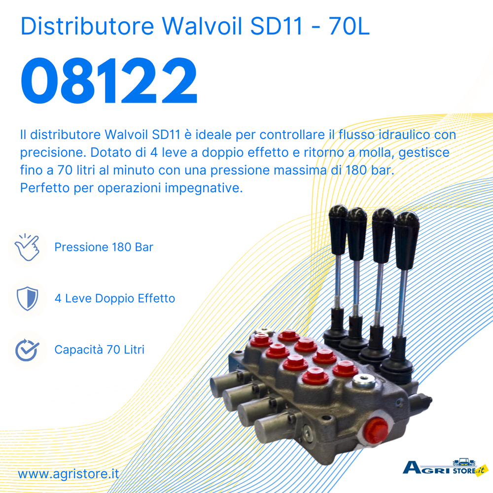 Distributore Walvoil SD11 a 4 leve a doppio effetto - 70L - Walvoil