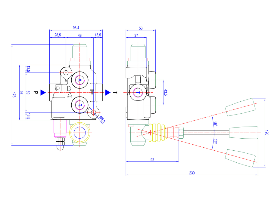 Distributore oleodinamico Ama basic da 3/8” 1 leva 40L/min per trattori - Ama Refluid