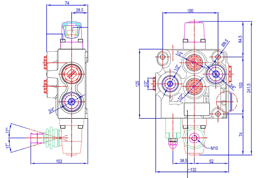 Distributore oleodinamico Ama a 1 leva doppio effetto - 80L - Ama
