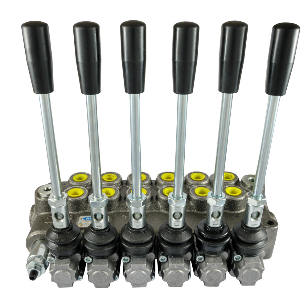 Distributore idraulico da 3/8" a 6 leve doppio effetto 40L - Ama Refluid Distributore idraulico da 3/8" a 6 leve doppio effetto 40L - Ama Refluid