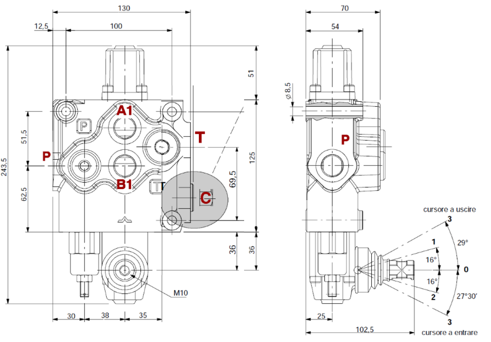 Distributore Walvoil SD11 a 1 leva doppio effetto per spaccalegna - 70L - Walvoil