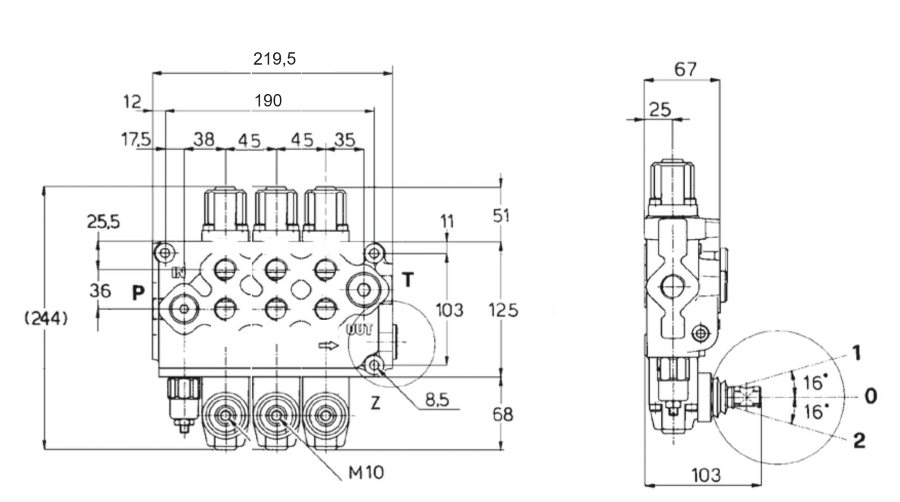 Distributore Walvoil SD11 a 3 leve doppio effetto - 70L - Walvoil