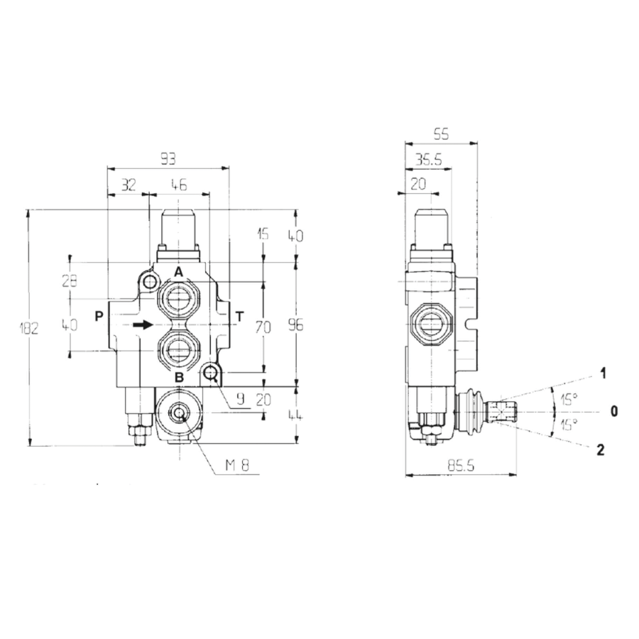 Distributore Walvoil SD4 a 1 leva doppio effetto - 40L con ritorno a molla - Walvoil