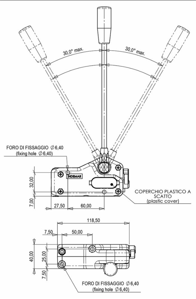 Leva telecomando singola con blocco centrale per cavi ad occhio - Ama Refluid